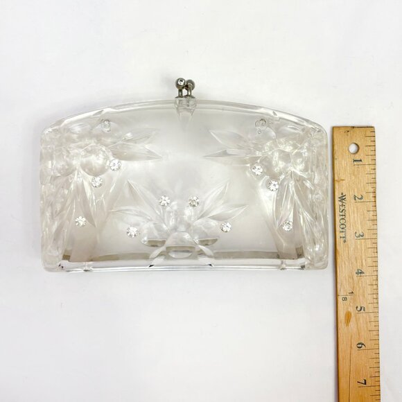 Vintage Lucite '50s clear clutch purse - Picture 7 of 7